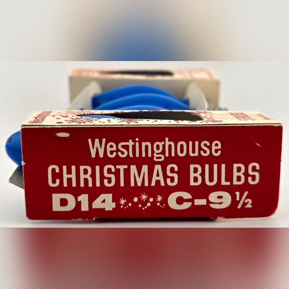 Vintage NOS 1960s Blue Westinghouse D14 C-9½ Christmas Bulbs Original Box - Picture 4 of 6